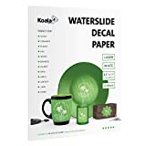 Koala 25 Sheets Waterslide Decal Paper for LASER Printer - WHITE, 8.5x11 Inch Water Slide Transfer Paper for DIY Tumbler, Ceramics, Candles, Nail Arts Decals