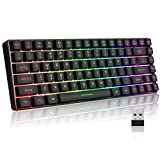 RedThunder K84 Wireless Gaming Keyboard, 1850mAh Rechargeable Battery, 75% Ultra-Compact TKL Mechanical Feel Mini Keyboard with RGB LED Lighting Effects for PC/Windows/MAC/PS4/PS5/XBOX Gamer (Black)