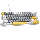 Portable 60% Mechanical Gaming Keyboard, MageGee MK-Box LED Backlit Compact 68 Keys Mini Wired Office Keyboard with Blue Switch for Windows Laptop PC Mac - Grey/White