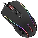 E-YOOSO Gaming Mouse Wired RGB Backlit 6 Programmable Buttons with Macro-Recording, 6400 DPI Adjustable, Ergonomic Gaming Mice with Fire Button PC Gamers for Windows 7/8/10/XP Vista Linux, Black