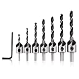 MOHOO Countersink Drill Bits, 7pcs Woodworking Countersink Drill Bits Set, Woodworking Chamfer High Carbon Steel Countersink Drill Bits for Woodworking 3 4 5 6 7 8 10mm with Hex Key