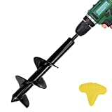 Auger Drill Bit - Garden Plant Flower Bulb Auger, 4' x 12' Easy Planter Garden Auger - Seedlings & Bedding Plant, Umbrella Hole Digger Solid Shaft Auger, Post Hole Digger for 3/8” Hex Drive Drill