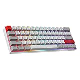 NEWMEN GM610 60% Wireless Mechanical Gaming Keyboard,Wired/Bluetooth Keyboard with Extra Keycap Set,RGB Backlit,61 Anti-Ghosting Keys,Programmable,Hot-Swappable,for Windows Mac Android(Red Switch)