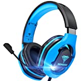 BENGOO TA81 Wireless Gaming Headset with Microphone for PS5 PS4 PC, 5.8GHz Wireless Bluetooth USB Gamer Headphones with Noise Canceling Mic, 7.1 Surround Sound, Wired Mode for Controller (Blue)