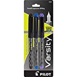 PILOT Varsity Pre-Filled Fountain Pens, Medium Point Stainless Steel Nib, Black/Blue/Purple Inks, 3-Pack (90022)
