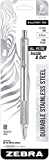 Zebra Pen F-701 Retractable Ballpoint Pen, Stainless Steel Barrel, Fine Point, 0.8mm, Black Ink, 1-Pack