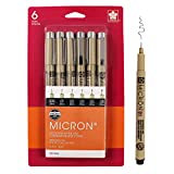 Sakura Pigma Micron Fineliner Pens - Archival Black Ink Pens - Pens for Writing, Drawing, or Journaling - Assorted Point Sizes - 6 Pack