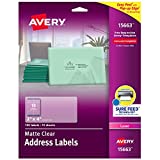 Avery Printable Shipping Labels with Sure Feed, 2' x 4', Matte Clear, 100 Blank Mailing Labels (51663)