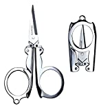 Shapenty Stainless Steel Folding Portable Travel Scissors Small Foldable Paper String Craft Shred Scissors, 2 Pack