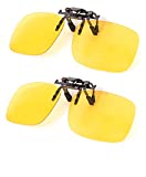 BLUE CUT Clip on Polarized Night vision Glasses Flip up Sunglasses UV-400 to Wear Over prescription Glasses for night driving