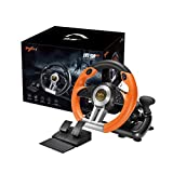 Racing Wheel Gaming Steering Wheel for PC, PXN V3II 180 Degree Driving Wheel Volante PC Universal Usb Car Racing with Pedal for PS4,PC,Xbox One,Xbox Series S/X, PS3, Nintendo Switch (orange)