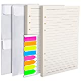 2 Pack A5 Refill Paper & 2PCS A5 Loose Leaf Pockets & 1 Pack 160PCS Index Tab with Ruler, LEOBRO A5 Planner Inserts, 6 Hole A5 Lined Paper Refill for 6 Ring Refillable Binder Planner Journal Notebook