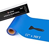 YRYM Stencil Vinyl - 12' x 30FT Blue Vinyl Stencil Film - Adhesive Stencil Vinyl for Cricut Machine, Silhouette, Cameo, Craft Cutters, Stencil Vinyl for Decoration