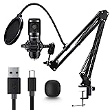 ovedisa USB Microphone, Professional 192kHz/24Bit Plug & Play PC Computer Condenser Cardioid Mic Kit with Sound Advanced Chipset, for Streaming, Podcast, Studio Recording and Games