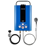 Tankless Water Heater, GASLAND Outdoors BE158L 1.58GPM 6L Outdoor Portable Gas Water Heater, Propane Water Heater, Overheating Protection, Easy to Install, Use for RV Cabin Barn Camping Boat, Blue