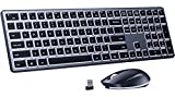 Backlit Wireless Keyboard and Mouse Combo, Quiet Wireless Keyboard and Mouse Full Size Ergonomic Rechargeable USB Illuminated Keyboard and Mouse for Mac and Windows 7/8/10 Computer Laptop (Space Gray)