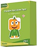 Premium Printable Vinyl for Inkjet Printer Sticker Papers 200 Matte 8.5’’x11’’ Waterproof White Lables Decal Paper for Cricut