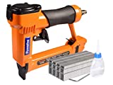 Dynastus Pneumatic Upholstery Staple Gun, 21 Gauge 1/2' Wide Crown Air Stapler Kit, by 1/4-Inch to 5/8-Inch, 1/4-Inch to 5/8-Inch, with 3000 Staples, Orang