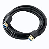 DTECH 6 ft Printer Cable USB to USB b Cord Type A 3.0 Square end Male to Male KVM Data Wire for Laptop Computer (6 Feet, Black)