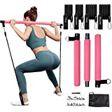 Pilates Bar Kit with Resistance Bands (2 Standard & 2 Strong), Protable Home Gym Workout Equipment For Women, Perfect Stretched Fusion Exercise Bar and Bands for Toning Muscle, Leg, Butt and Full Body