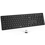 Wireless Keyboard, 2.4 GHz Full Size Ergonomic Silent Wireless Computer Keyboard for Laptop, Ergonomic Cordless Keyboard with USB Receiver, Cordless Keyboard for PC, Desktop, Windows, Mac(Black)