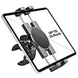 Spin Bike Tablet Holder Mount, Phone iPad Holder Stand Exercise Bike Handlebar Mount For Stationary Bicycle, Treadmill, Microphone Stand, Fit For iPad Pro 12.9, Air, Mini, Galaxy Tabs, iPhone(4.7-13”)