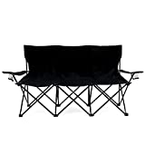 65' Triple Style Tri Camp Chair with Steel Frame and Carry Bag by Trademark Innovations (Black)