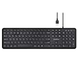 Perixx PERIBOARD-210 US Wired Full-Size USB Keyboard with Quiet Keys for Desktop, Laptop, and Tablet - X Type Scissor Keys - Black - US English (11726)