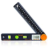 Rainyb Digital Angle Finder Tool 7inch 0-360 degree LED Digital Protractor with Horizontal Vertical Bubble Levels and Ruler Meter Accurate Tools for Carpenters,Woodworkers,Fabricators