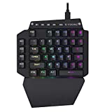 K-700 One Handed Mechanical Gaming Keyboard, RGB Led Backlit, Brown Switches, 41 Macro Keys, Detachable Wrist Rest and Type C Cable, Hot Swappable 44 Key