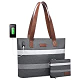 LOVEVOOK Laptop Shoulder Work Tote Bag for Women,Lightweight Casual School Bag Fits 15.6 In Laptop Handbag Purse 2pc/set