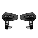 FENRIR CNC Aluminum Alloy Cafe Racer Black Motorcycle Bar End Mirrors Side Folding 22MM 7/8' inch Handlebar Mirror Universal Rear View For M6/M8 Standard Super Sport Naked Street Bike Scooter Minimoto