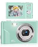 Digital Camera, Lecran FHD 1080P 36.0 Mega Pixels Vlogging Camera with 16X Digital Zoom, LCD Screen, Compact Portable Mini Cameras for Students, Teens, Kids (Green)