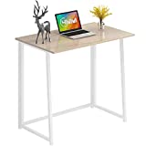 4NM 31.5' Small Folding Desk, Simple Assembly Computer Desk Home Office Desk Study Writing Table for Small Space Offices - Natural and White