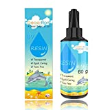 UV Resin - Hard Type Glue Transparent Ultraviolet Curing Resin for DIY Jewelry Craft Decoration Making - Crystal Clear Solar Cure Sunlight Activated Resin for Resin Mold, Casting and Coating - 60g