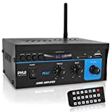 Home Audio Power Amplifier System 2X40W Mini Dual Channel Sound Stereo Receiver Box w/ LED For Amplified Speakers, CD Player, Theater via 3.5mm RCA for Studio, Home Use Pyle PCA2 Black