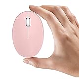 TENMOS Mini Rechargeable Wireless Mouse, 2.4GHz Optical Travel Mouse Slient Wireless USB Computer Mouse for Kids/Girls, Auto Sleeping, 3 Buttons, 1000 DPI Compatible with Laptop, PC, Computer (Pink)