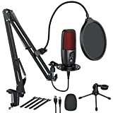 TECURS USB Microphone, Condenser Microphone Kit for Computer, Podcast Mic Set, PC Condenser Mic with Boom Arm for Gaming,Streaming,YouTube,Recording,Chatting