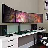 ECHOGEAR 3 Monitor Desk Stand for Screens Up to 27' - Triple Desk Mount with Lock Down Clamp to Eliminate Screen Wobble - Adjust Tilt, Orientation & Swivel of Each Monitor Without Tools