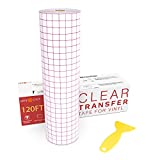 HTVRONT Transfer Tape for Vinyl - 12' X 120 ft w/Red Alignment Grid Transfer Paper for Cricut Adhesive Vinyl, Silhouette Cameo Vinyl Transfer Tape for Vinyl for Decals,Signs, Windows, Stickers
