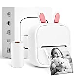Mini Pocket Printer - Memoking T02 Bluetooth Sticker Inkless Photo Printer, Small Thermal Printer, Portable Mobile Phone Picture Printer, for Photos, Study Notes, Journal, Fun, Work, White