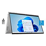 HP 2022 Envy x360 2-in-1 15.6' FHD Touchscreen Laptop, Intel Core i5-1135G7, 32GB DDR4 RAM, 1TB PCIe SSD, Backlit Keyboard, Intel Iris Xe Graphics, Webcam, Windows 11, Silver, 32GB SnowBell USB Card