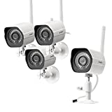 Zmodo Outdoor Security Cameras Wifi - 1080p Full HD Surveillance Cameras for Home Security with Night Vision, IP 66 Weatherproof, Plug-In, Motion Detection, Silver, 4 Pack