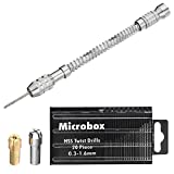 Pin Vise Hand Drill Semi-Automatic with 20pcs Sharp HSS Mini Bits MOHOO 0.3-1.6mm Jewelry Making Micro Craft Drill for DIY Polymer Clay, PCB, Plastic, Wood