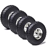 (4 Pack) AR-PRO 10' Heavy-Duty Replacement Tire and Wheel - 4.10/3.50-4' with 10' Inner Tube, 5/8' Axle Bore Hole, 2.2' Offset Hub and Double Sealed Bearings for Hand Trucks and Gorilla Cart