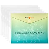 HTVRONT Clear HTV Vinyl for Sublimation - 5 Pack 12' x 10' Matte Sublimation Vinyl Heat Transfer for Light-Colored Cotton Fabric - Long Lasting Bright Colors and Non-Fading Sublimation HTV