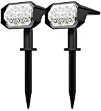 Solar Spotlights Outdoor Waterproof IP67, 32 LED 3 Lighting Modes Brightest Solar Lights Outdoor, Solar Powered Garden Pathway Lights Landscape Spotlights for Trees/Flags/Yard/Walkway