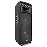 Portable Cabinet PA Speaker System - 1600 Watt Outdoor Sound System Vehicle Stereo Speakers w/ Dual 12' Woofers, 3.4' Piezo Tweeters, 5'x12' Super Horn Midrange, Crossover Network - PylePro PADH212