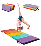 HearthSong 5-Panel Colorful Rainbow Folding Kids' Gymnastics Tumbling Mat for Active Play, with Carrying Handles, 77 Inches Long x 30 Inches Wide
