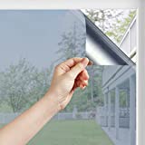 One Way Window Film Sun Blocking Window Tinting Film for Home Heat Control Mirror Tint for Window Privacy Film Heat Reflective Solar Window Film 17.5 x 78.7 Inches, Black Silver